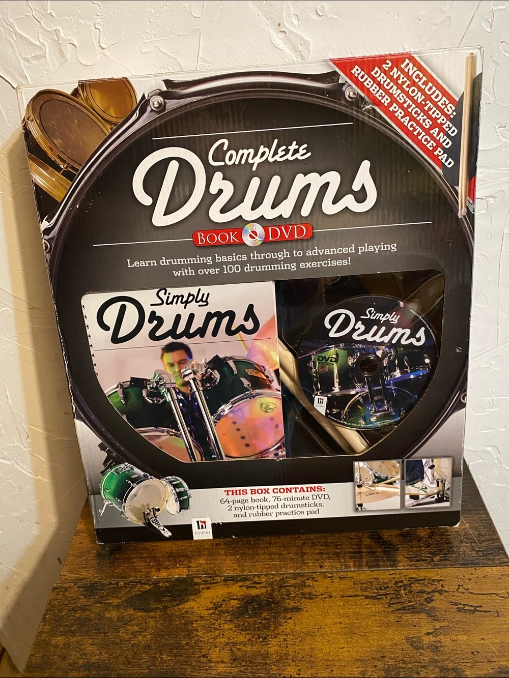 Complete Drums Book and DVD Kit Includes Drumsticks & Practice Pad NEW